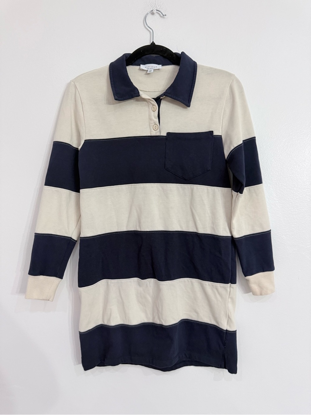 Striped Navy and Cream Rugby Mini Dress
